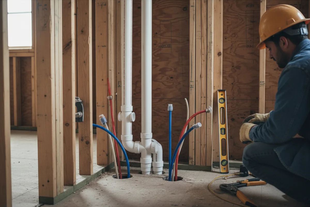 Drain and supply rough-in during Toilet Repair and Installation in Joshua Tree